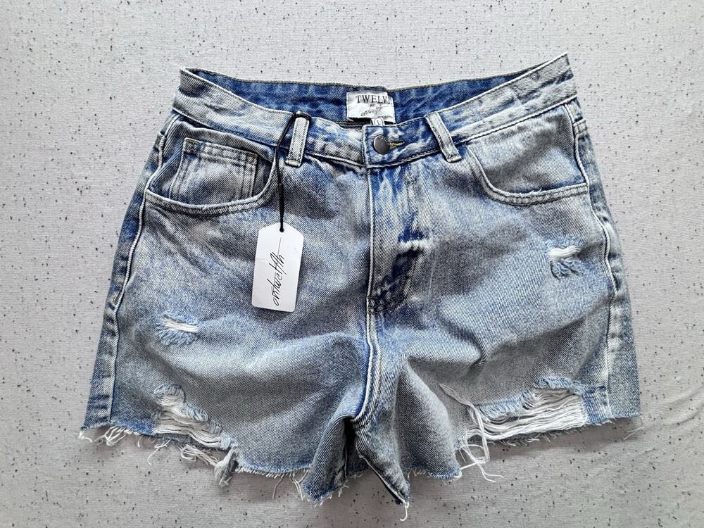 TWELV by onetwelfth Distressed Denim Shorts Size L 29 Vintage Light Blue